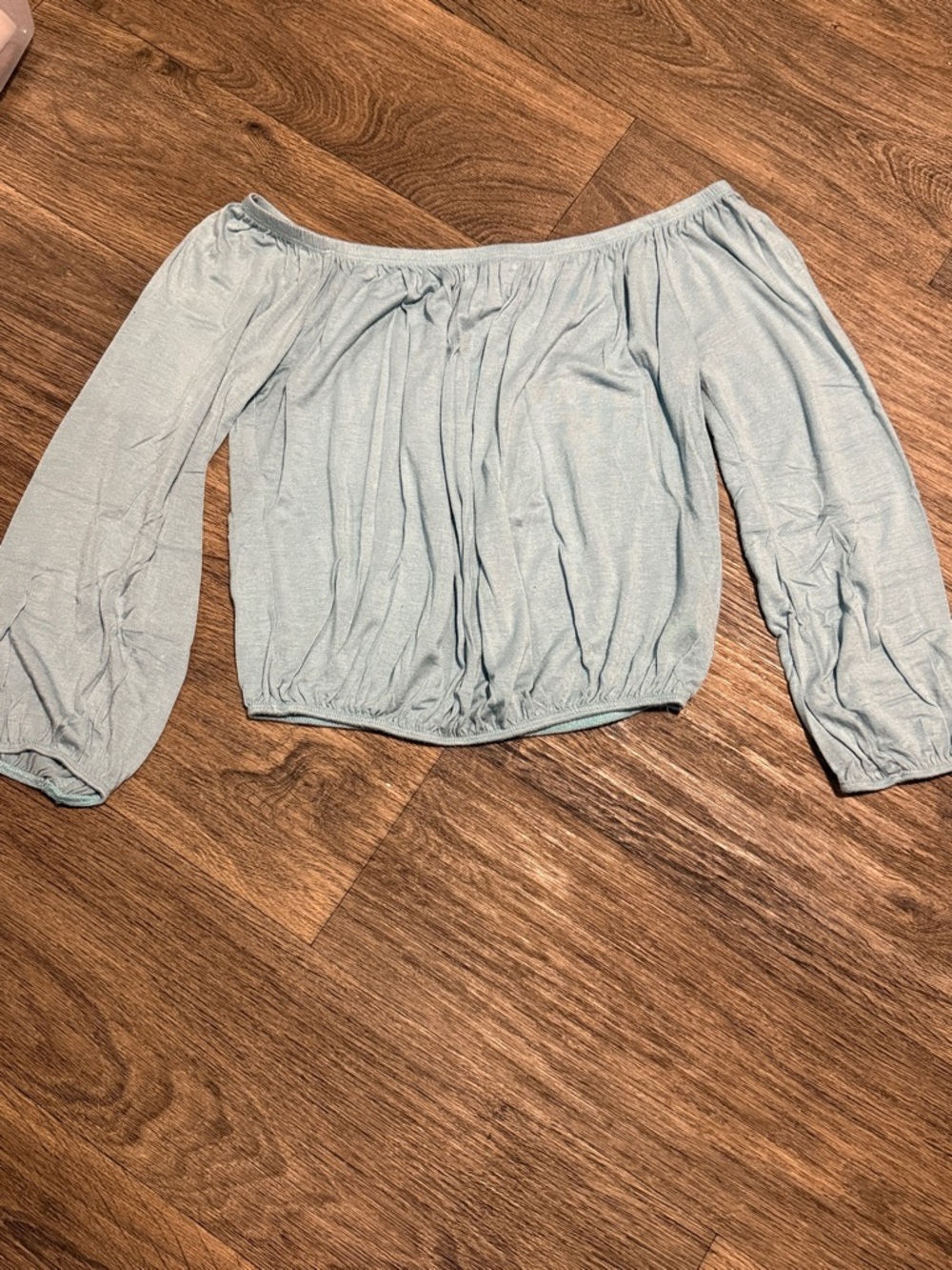 Light Sky Blue Off-Shoulder Peasant Top